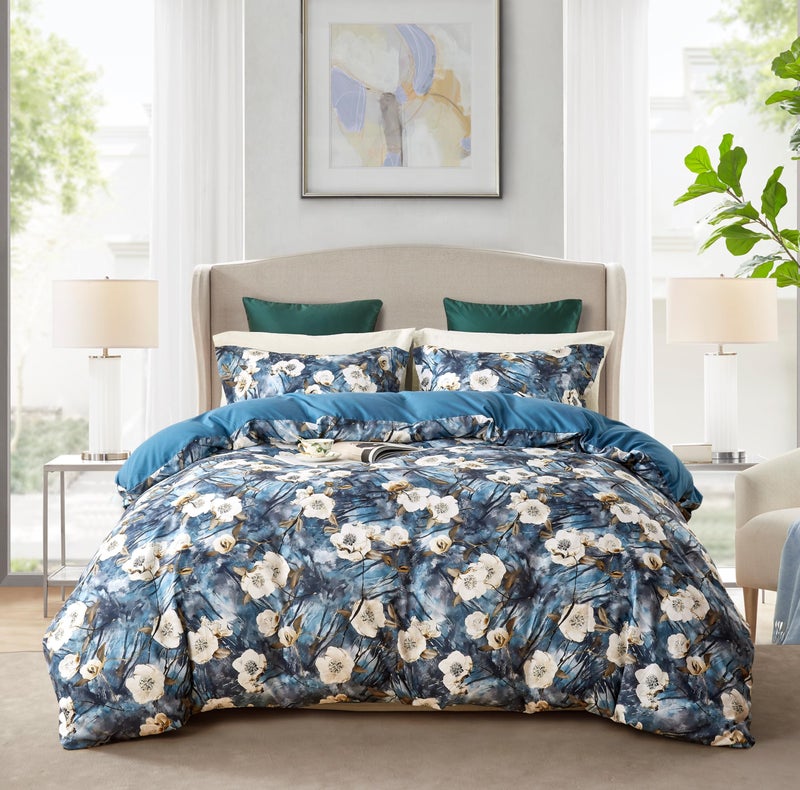Cupocupa Duvet Cover Queen Size Set Boho Floral Pattern Queen Duvet Cover Set for Queen Size Bed Vintage Soft Bedding Leaf Print Duvet Cover with Pillowcases - Image 1
